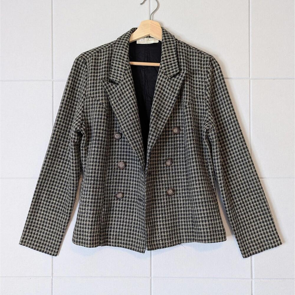 Vintage 70s 80s double breasted checked blazer jacket